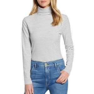 Halogen Long Sleeve Striped Turtleneck